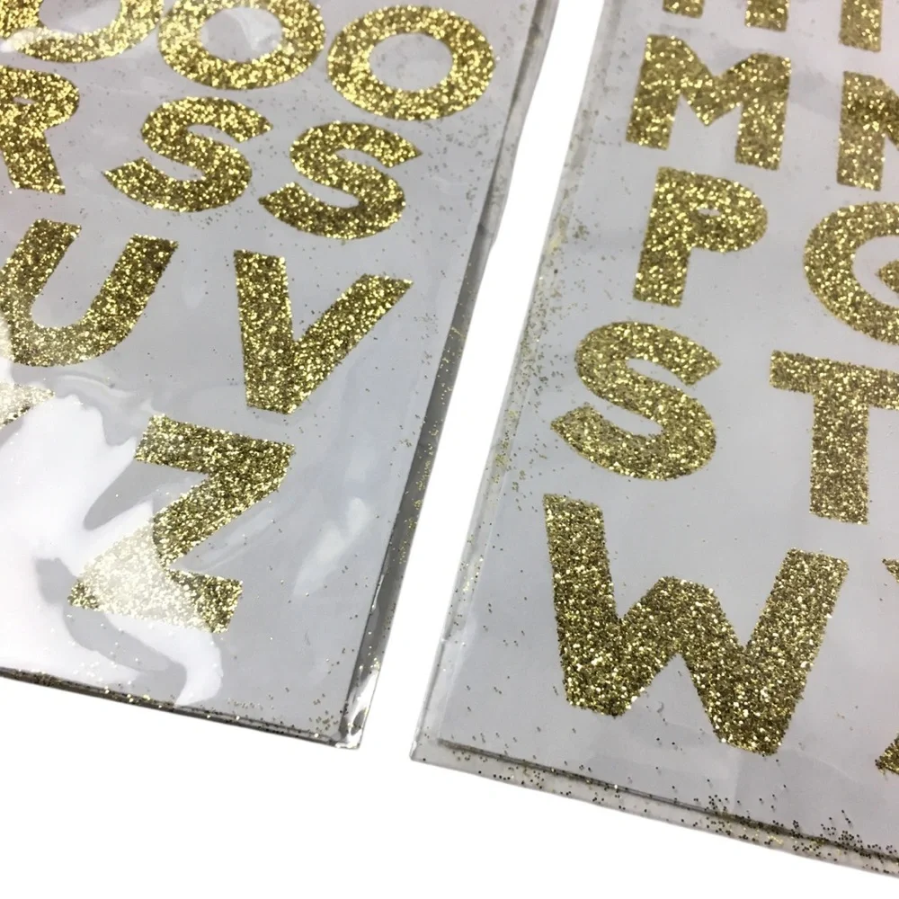 Alphabet Gold Glitter Stickers 4 Sheets 70 Total School Homeschool Uppercase NEW
